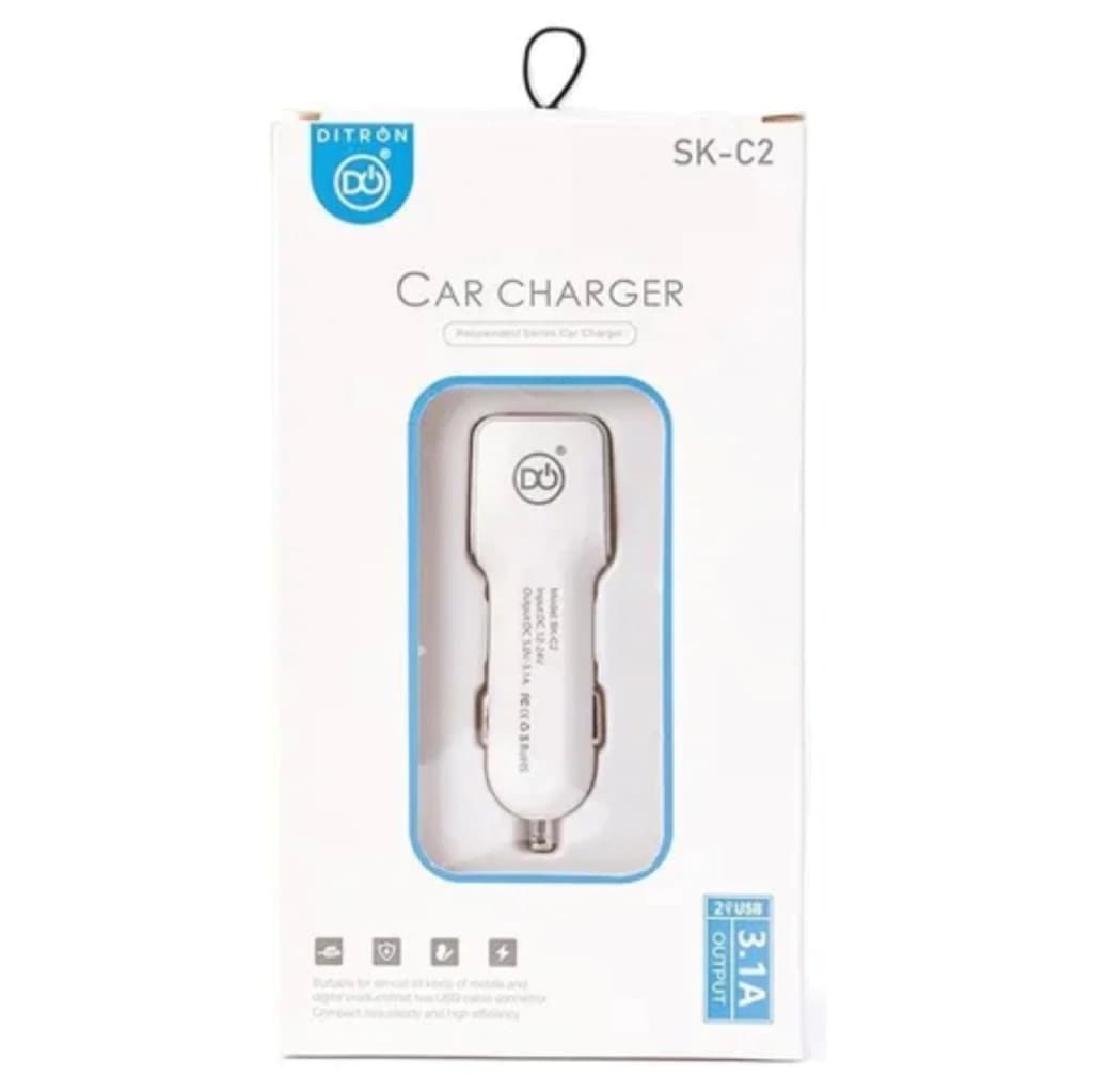 Cargador para auto Ditron 3.1A Dos Salidas USB