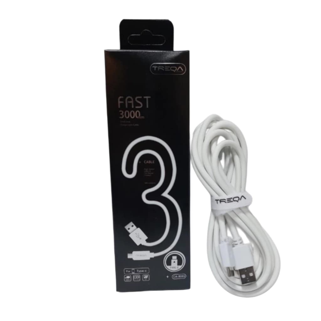 Cable Treqa Usb a Tipo C x 3 Metros Largo
