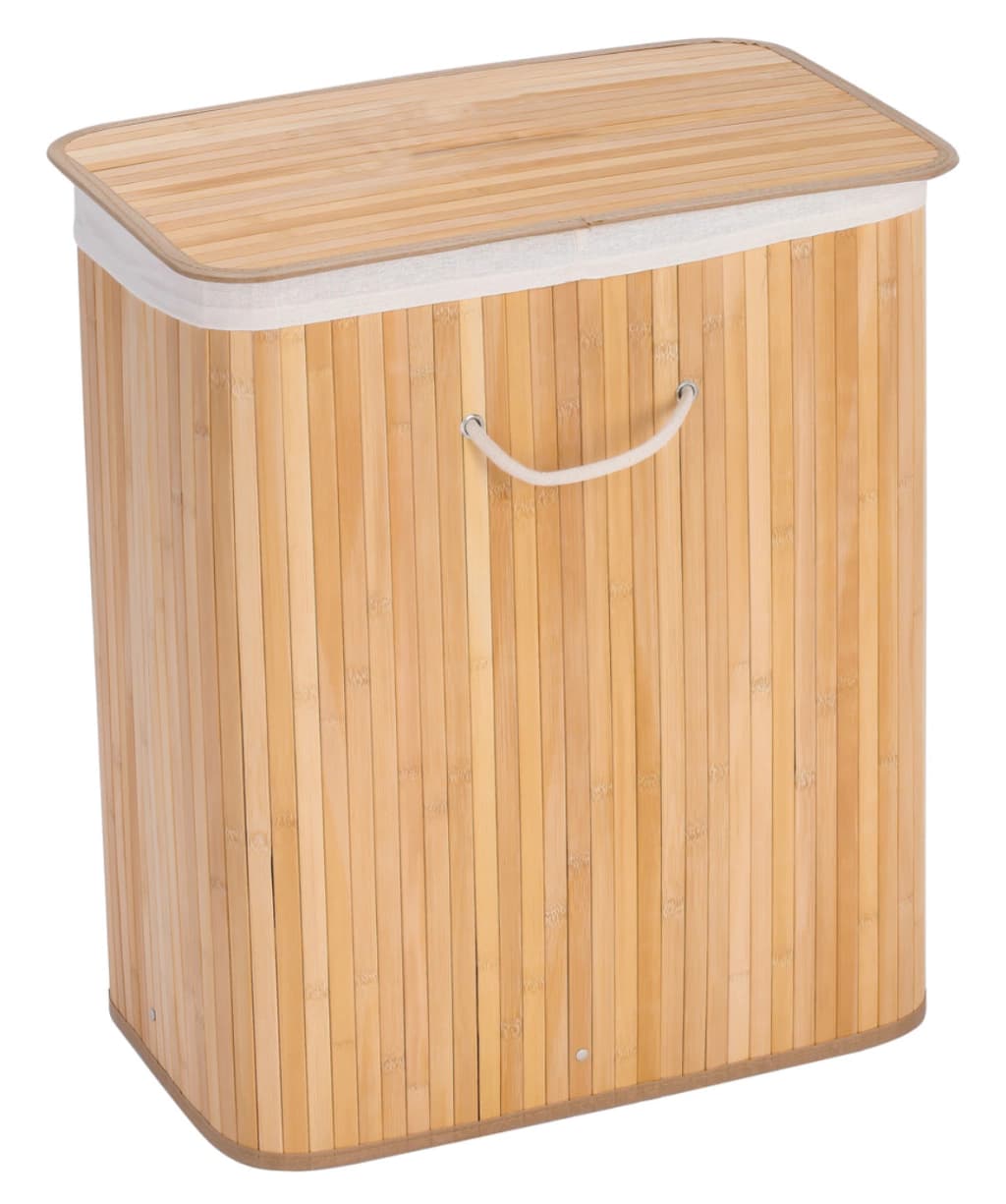 Cesto plegable de bambú rectangular color madera 30 x 40 x 60 Alt