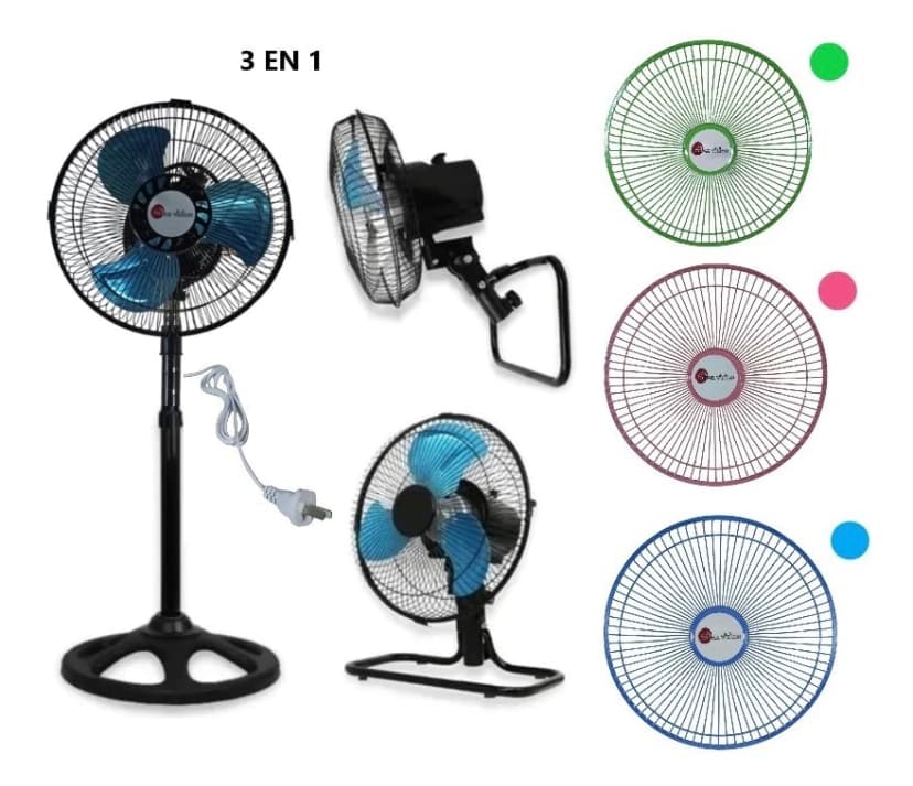 Ventilador Chico De 10 Pulgadas 3 En 1 Pie , Pared Y Turbo NEGRO
