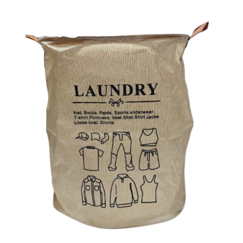 Cesto Para Ropa Redondo Tela Rebatible Beige