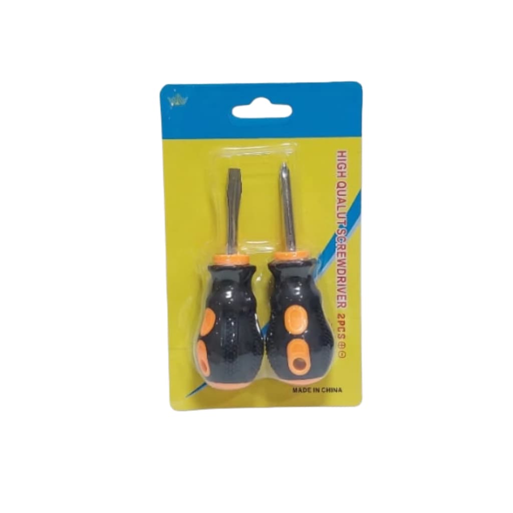 Set de Dos Destornilladores Cortos 1 Philips y 1 Plano