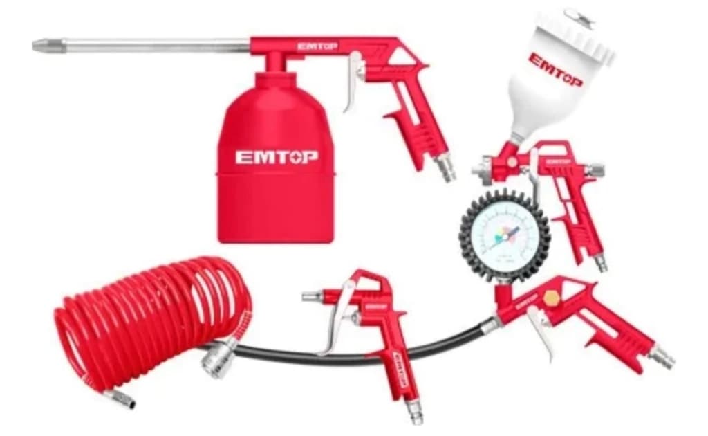 Kit Set 5 Piezas Para Compresor Aire Emtop