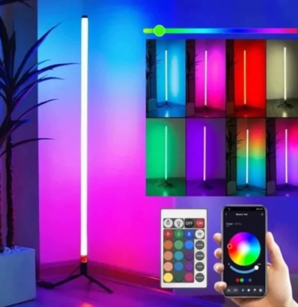 Luz Led Esquinera Tipo Tubo RGB 110cm con Control, App y Sensor Audiorítmico
