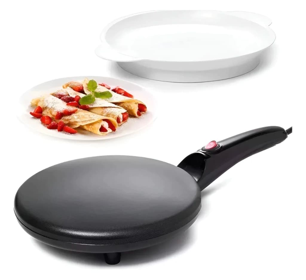 Panquequera Electrica + Batidor+ Bowl 700w 220v Color Negro Negro