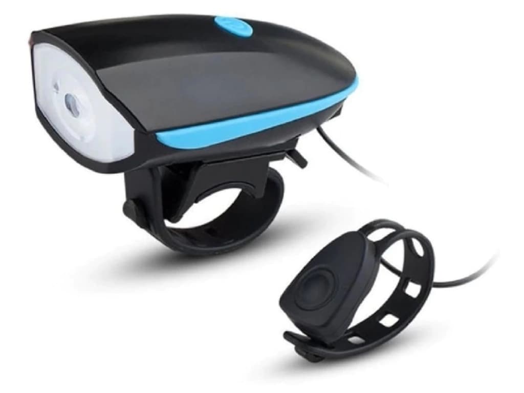 Luz Bicicleta Linterna y Bocina Recargable Usb Color Negro