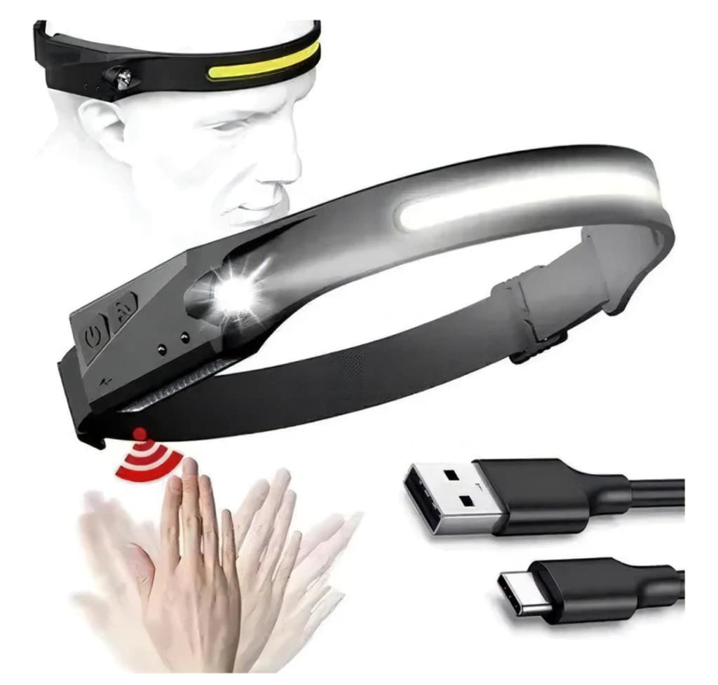 Linterna Minera Ajustable Usb Vincha Con Sensor de Movimiento