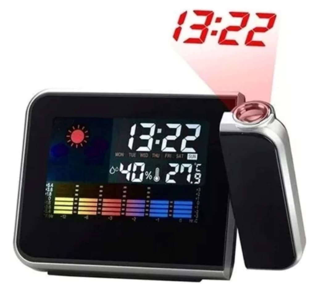 Reloj Digital Con Proyector Despertador Alarma Temperatura Humedad